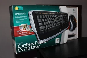Logitech Cordless Desktop LX710 Laser Keyboard and Mouse 967670-0403 NEW - Picture 1 of 3