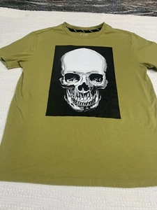 Olive Green and Black Skull Tshirt Kids XXL Size 18 Art Class Halloween - Picture 1 of 18