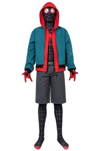 High Quality  Miles Morales Cosplay Costume Halloween Coat jumpsuits - Picture 1 of 12