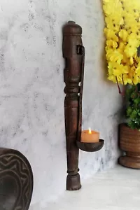 Old Vintage Wooden Carved Candle Holder Antique Style - Picture 1 of 5