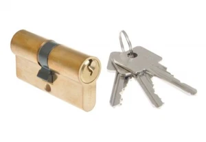 30/40mm Euro Cylinder Brass 3 Keys - Picture 1 of 1