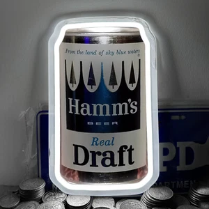 Hamm's echter Entwurf Bierdose Neonlicht Schild Bar Store Kunst Wanddekoration 12""x7"" H4 - Bild 1 von 5