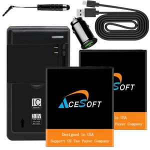 F Samsung Galaxy Xcover Pro SM-G715U Lithium 2x4150mAh Battery Car Charger Cable - Picture 1 of 1