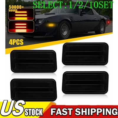 Smoked Amner Red LED Side Marker Light lamp For 70-81 Pontiac Firebird/Tran 4~40 - Image 1 of 4