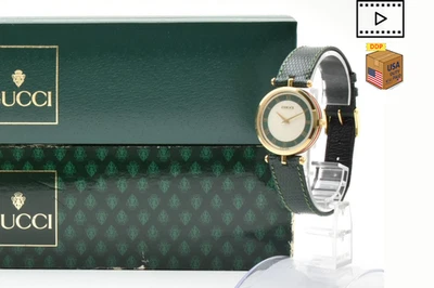 Vintage [NEAR MINT w/Box] Gucci 2000M Green Gold Sherry Line Mens Qz Watch JAPAN - image 1 of 4