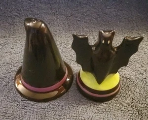 Witch’s Hat & Halloween Bat Salt & Pepper Shakers ☆Halloween☆ - Picture 1 of 4