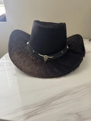 Real Calf - Cowboy Hat with Bull Emblem for Men and Women - Image 1 of 3