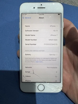 Apple iPhone 7 A1778 - 32GB Black - Smashed Screen - Working - Sold As Is - Image 1 of 2