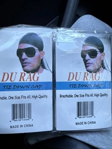 Du Rag Tie Down Cap Schwarz 1 Dutzend Pack (12 Insgesamt) Neu - Bild 1 von 3