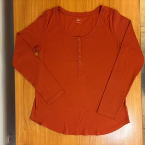 a.n.a Rust Long Sleeve Fitted T shirt womens size Large - Picture 1 of 5