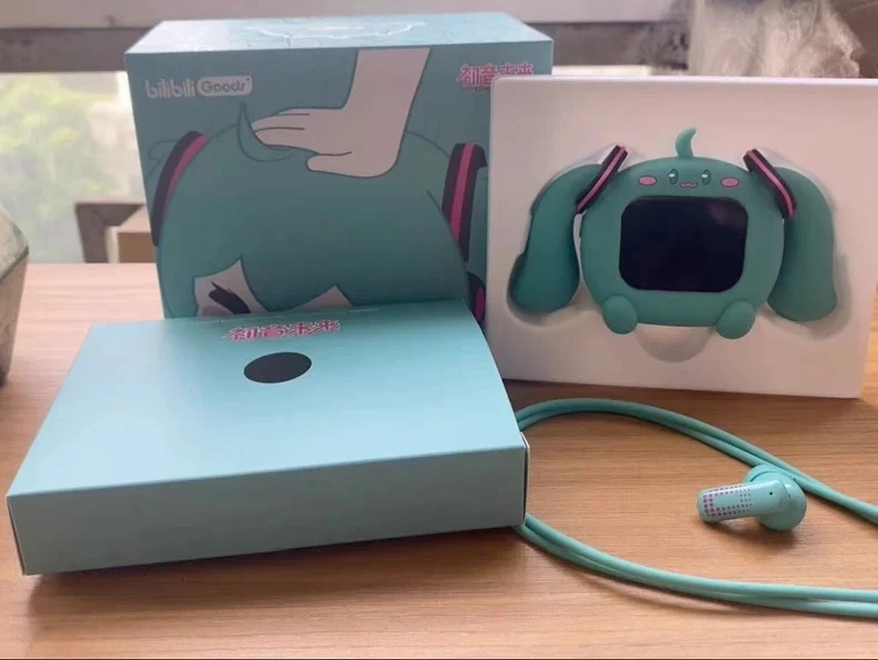 Hatsune Miku Anime Wireless Bluetooth Headphones LCD Touch Screen Earbuds RGB - Image 1 of 4