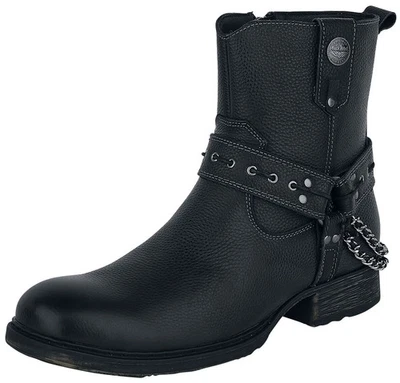 Rock Rebel by EMP Herren schwarze Bikerboots mit Riemen und Ketten - Bild 1 von 4