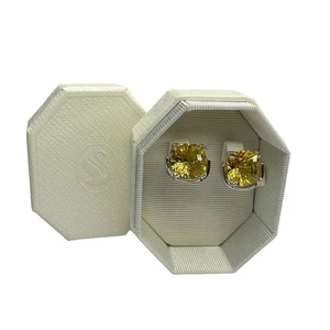 Swarovski Harmonia stud earrings Cushion cut crystals, Yellow, Rhodium plated - Picture 1 of 11