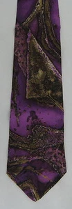 Enrico Coveri Mens Neck Tie Necktie Silk Italy Abstract Print Purple Tan Brown - Picture 1 of 1