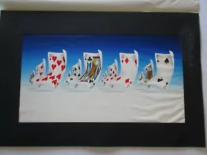 JOE SPENCER ORIGINAL PAINTING SURREAL POKER CARDS ILLUSTRATION LARGE MODERNISM - Picture 1 of 12
