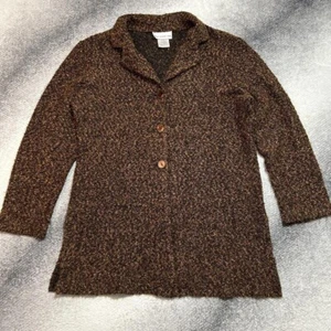 Vintage USA Susan Graver Button Down Thick Brown Cardigan Size Medium - Picture 1 of 8