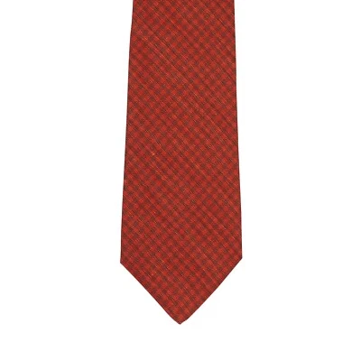 Kiton Napoli 7 - Pliegue Corbata Cuadros Rojo Oscuro Seda / Lino 148cm-8.5cm - Imagen 1 de 2