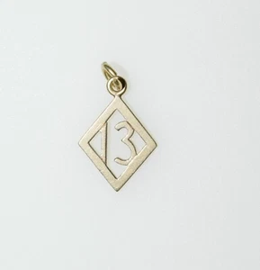 14K Gold Charm Vintage Lucky Number 13 - Picture 1 of 3