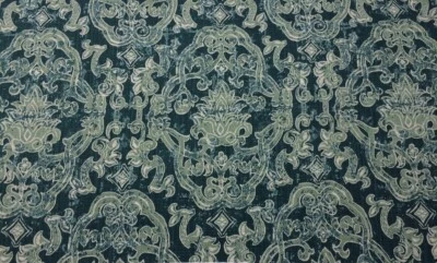 TELA DE ALGODÓN BALLARD DESIGNS FRANCES VERDE AZULADO MEDALLÓN TEJIDO POR YARDA 56"W Foto 1 de 4