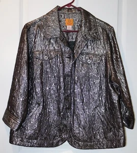 Mantel Jacke Blazer Ruby Rd. 18W Silber Schwarz Knopfleiste Kragen Taschen 3/4 Ärmel - Bild 1 von 1