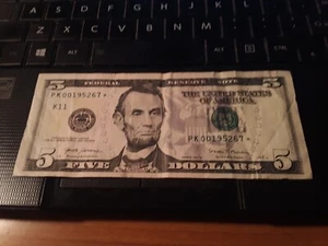 2017A $5 Federal Reserve Star Note Dallas Backwards Birthday Note 6 7 1952 - Picture 1 of 2