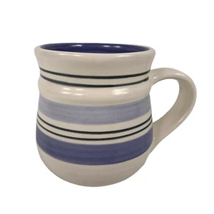 Pfaltzgraff Rio Kaffeebecher blaue Bänder Streifen 14 Oz handbemalt - Bild 1 von 12