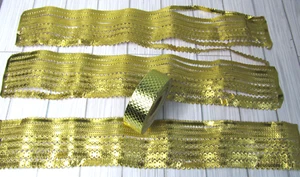 Vtg German Paper Lace Gold Foil Dresden 24 Strips 1/2x21" + Ribbon Crafts V - Picture 1 of 9