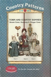 Town and Country Bunnies Patterns For Broom and Plunger Cover Doorstop Uncut - Picture 1 of 2