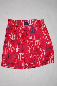 Toddler Boys Swim Trunks RED Navy White Gray ANCHORS Nautical LEG POCKT Lined 4T - Picture 1 of 2