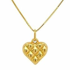 14k Gold Fancy Tiny Puffy Polished Heart Yellow Gold Necklace 16"
