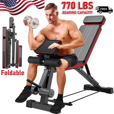 BAOKALER Adjustable Foldable Weight Bench for Home Gym Strength Training Workout Bench US