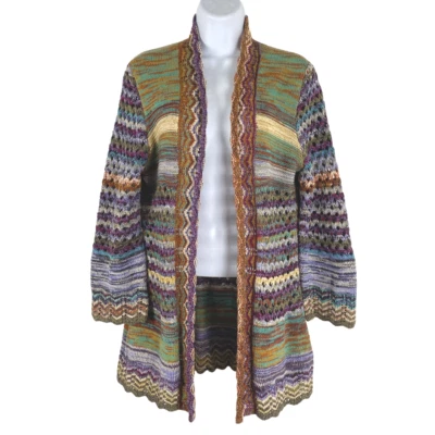 Suéter Cárdigan Ali Miles Frente Abierto Pequeño Crochet Multicolor Boho CJ-1588 Foto 1 de 4