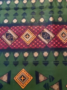 Polished Cotton Olive Green Burgundy Gold 4+ Yards Vintage African - Picture 1 of 3