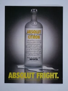 Absolut Fright Vintage 1997 Halloween Original Print Ad 8 x 11" - Picture 1 of 3