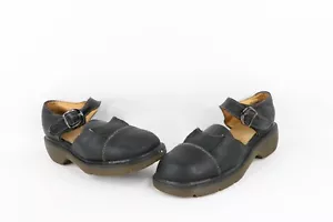 Vintage 90s Dr Martens Womens 8 Goth EDM Chunky Platform Leather Sandals Black - Picture 1 of 11