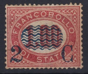 REGNO 1878 SERVIZIO ONDULINE 2 CENT SU 1 LIRA N.33 G.O MLH* CENTRATO - Bild 1 von 2