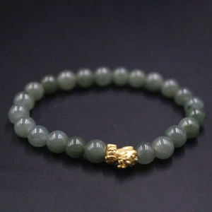 1pcs Pure 999 24K Yellow Gold Women Lucky Pixiu Baby Beads Bracelet - Picture 1 of 30