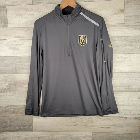 Fanatics Sweater Las Vegas Golden Knights Mens Size Small Gray 1/4 Zip Mock Neck Cover