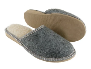 Warme Filzpantoffeln mit Lammwolle Wollfilz Hausschuhe Latschen Schafwolle Grau - Bild 1 von 8