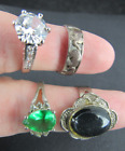 x4 RING LOT ladies ALL SIZE 8 silver tone vintage costume Band ESTATE SALE