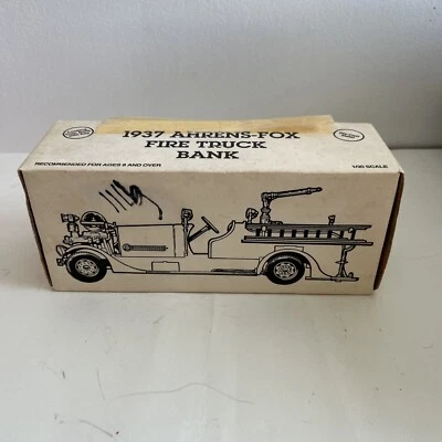 Rare-Vintage-ERTL 1937 AHRENS-FOX FIRE TRUCK BANK-CANTON FIRE DEPT NEW NIB - Image 1 of 4
