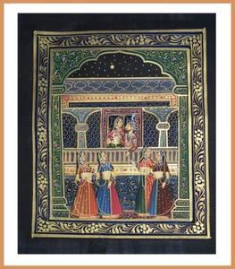 Pintura en miniatura original del rey y la reina mogol colores naturales de la India! - Imagen 1 de 5