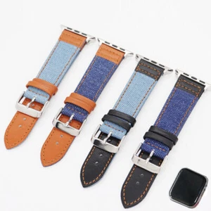 For Apple Watch Series 6 5 4 3 2 1 Canvas Leather Watch Band Strap Replacement - Picture 1 of 9