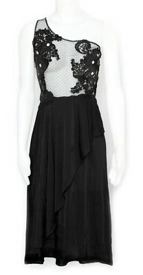  Vintage 1980s Black Club Dress Cocktail Dress Black Lace w Rhinestones NWT Sexy - Image 1 of 4