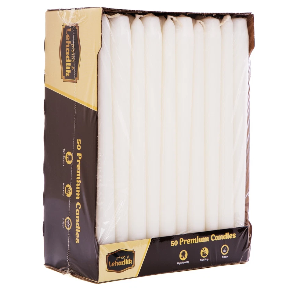 Lehadlik - Long 25cm Unscented White Bistro Tapered Dinner Candles 7 Burn Time - Image 1 of 1