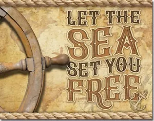 Sea Will Set You Free Humor Barco Capitán Océano Verano Decoración de Pared Letrero de Metal Lata - Imagen 1 de 4