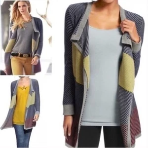 Cabi 467 Cardigan Sweater M Long Sleeve Draped Waterfall Blanket Colorblock - Picture 1 of 5