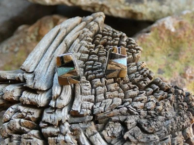 Юго-западный тигровый глаз оникс драгоценные камни и опал серебро серьги K97 - Изображение 1 из 4