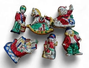 Vintage Plastic Christmas Ornament Blow Mold Metallic Lot Set Of 6 - Picture 1 of 15