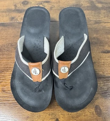 Chanclas Lauren Ralph Lauren Negro Tanga 3" Cuña Plataforma Sandalia Mujer Talla 7.5? Foto 1 de 4